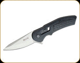 BUCK KNIVES - HEXAM - 3 1/3" BLADE - 7CR STAINLESS STEEL - BLACK INJECTION MOLDED PLASTIC HANDLE W/BLACK TEXTURED INLAY