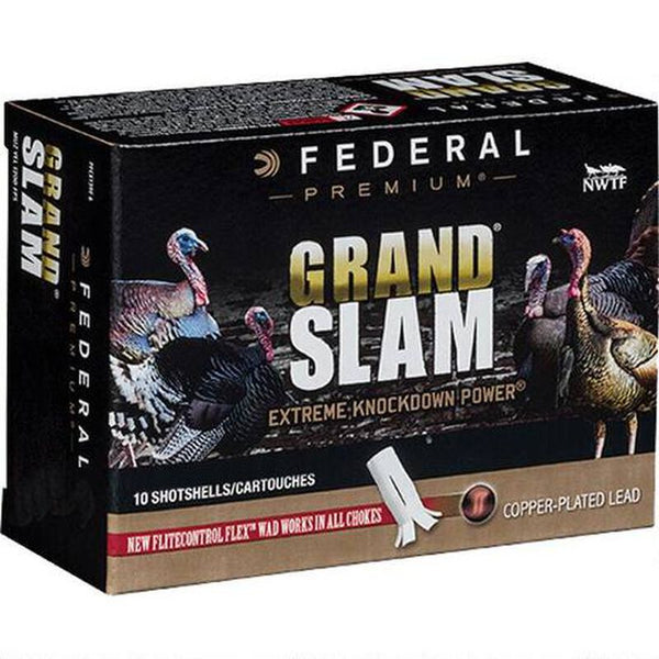 Federal Grand Slam 12 Gauge Ammunition 10 Rounds 3-1/2" Length #4 Copper Plated Lead 2 Ounce FlightControl Flex Wad 1200fps