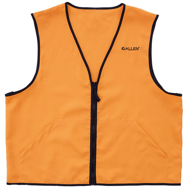 Allen Deluxe Blaze Orange Hunting Vest XL Standard Fit Heavy Duty Zipper Two Large Pockets Polyester High Visibility Orange
