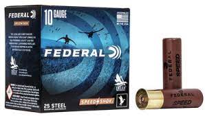 FEDERAL SPEED SHOK  10 GA  3 1/2"   1 1/2 OZ  #2 STEEL SHOTSHELLS    25 RDS