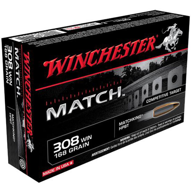 Winchester Match .308 Winchester Ammunition 168 Grain Sierra MatchKing HPBT 2680 fps