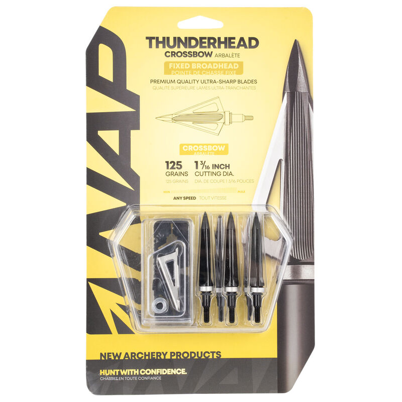 New Archery Products Thunderhead Crossbow 3 Blade Broadhead 125 Grain 1-3/16" Cutting Diameter 5 Pack