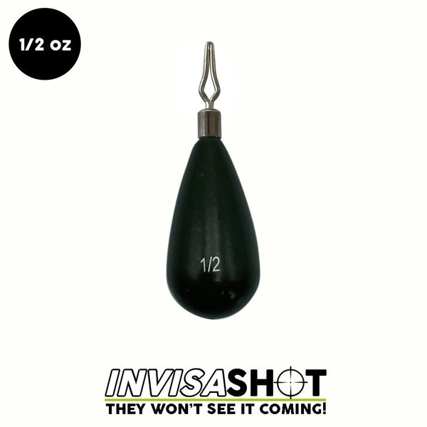 1/2 oz Green Pumpkin INVISASHOT Tungsten Drop Shot Weight - Tear Drop (2 pack)