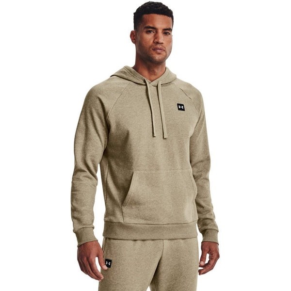 Under Armour Men's UA Rival Fleece Hoodie Khaki Gray Light Heather-Onyx White XL