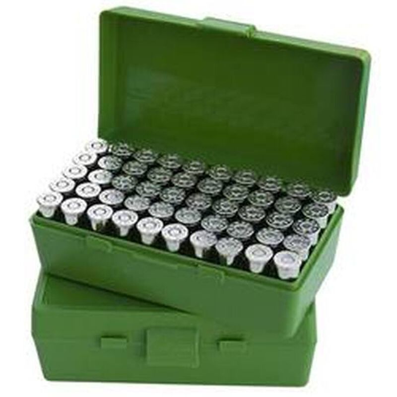 MTM Case-Gard P-50 Original Series Flip Top Handgun Ammo Box .44 Special/.44 Magnum Holds 50 Rounds Green