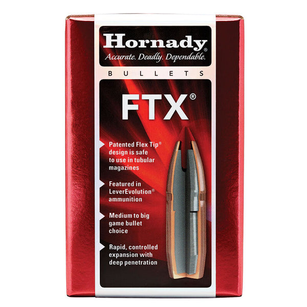 Hornady FTX Projectiles .30 Caliber (30-30 Win) .308" Diameter 160 Grain FTX Polymer Tip Boat Tail Projectile 100 Count