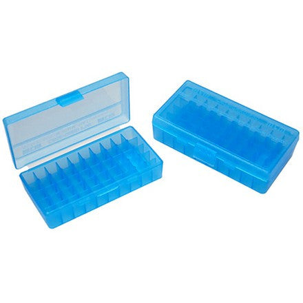 MTM FLIPTOP PITOL AMMO CASE 50RD- CLEAR BLUE-High Falls Outfitters