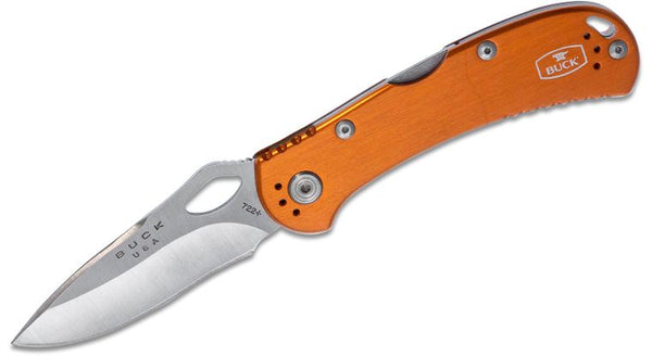 Buck 722 SpitFire Folding Knife 3.25" Plain Blade, Orange Aluminum Handles - 7453