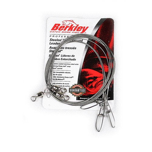 Berkley Wire Wound Steelon Leader 3 Pack 6" 20 Lbs Bright with Cross-Lok Snaps