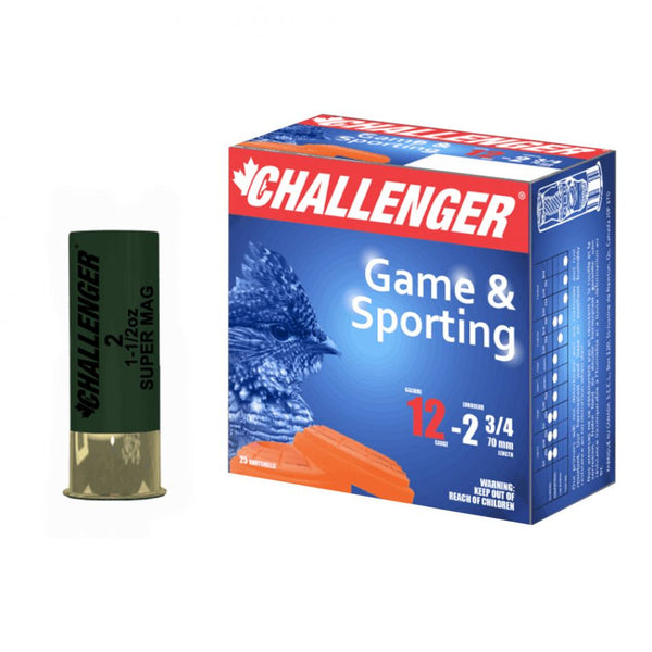 Challenger Ammo Magnum 2002 Shotshell 12 GA, 2 3/4", No. 2, 1 1/4 Oz, 1410 fps, 25 Rnd