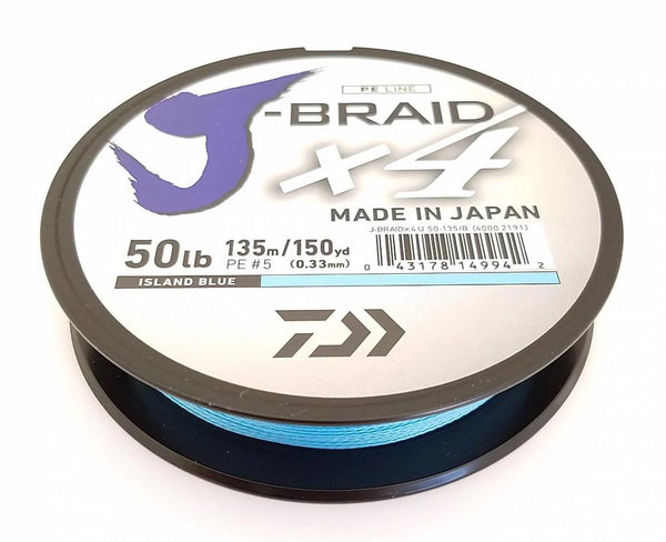 Daiwa J-Braid X4 Braided Line Island Blue color fishing line
