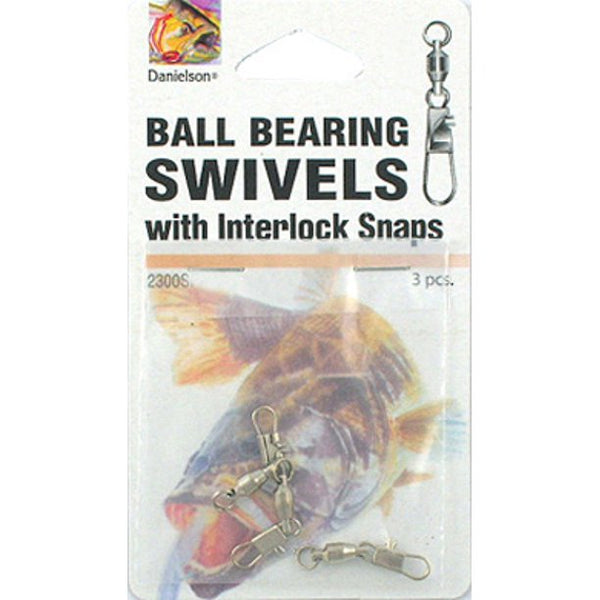 Danielson 2300SP-1 Ball Bearing Swivel with Interlock Snap Nickel Size 1, 3pk