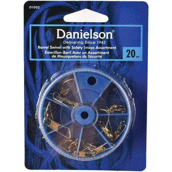 Danielson D1002 Snap Swivel Assortment Brass w-Dial Box 20pc