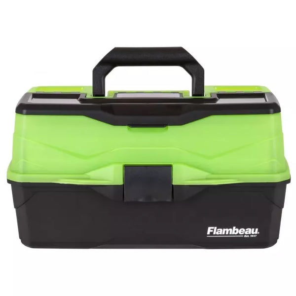 Flambeau 3-Tray Tackle Box Frost Green Black  with Flip-top lid accessory compartment