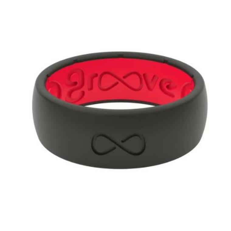 Groove Life Silicone Ring Solid Black/Red Mens Size 12