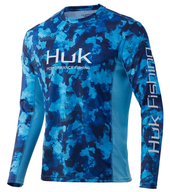 HUK ICON X REFRACTION CAMO LS TEE