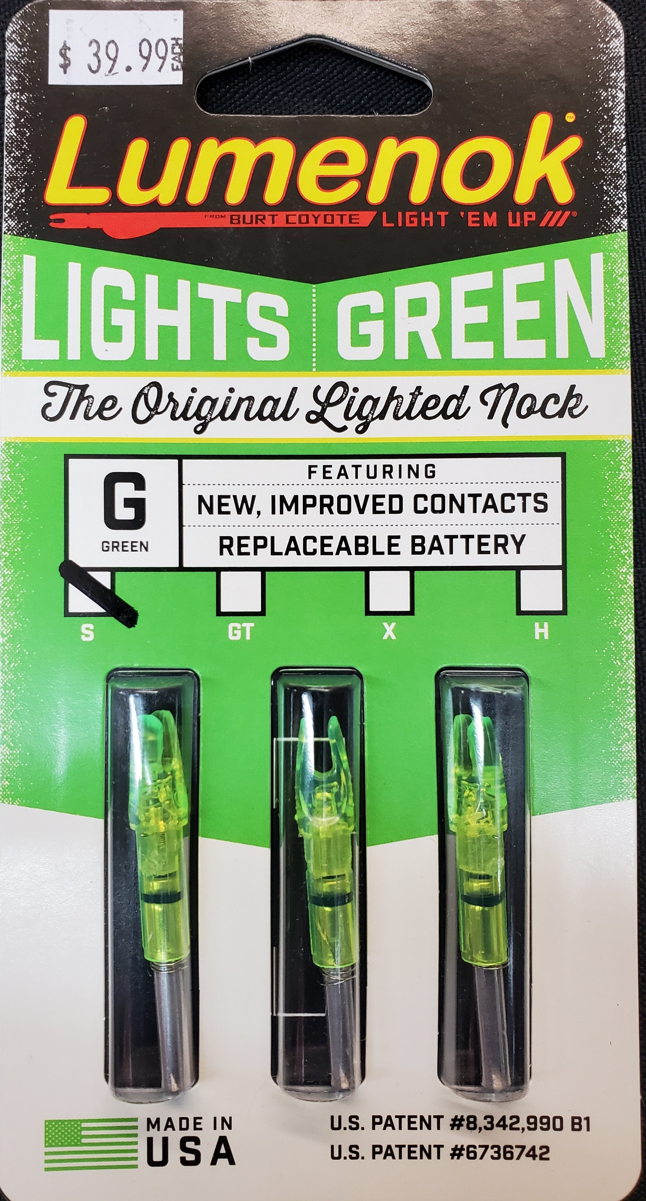 LUMENOK ORIGINAL LIGHTED S NOCK 3 PK