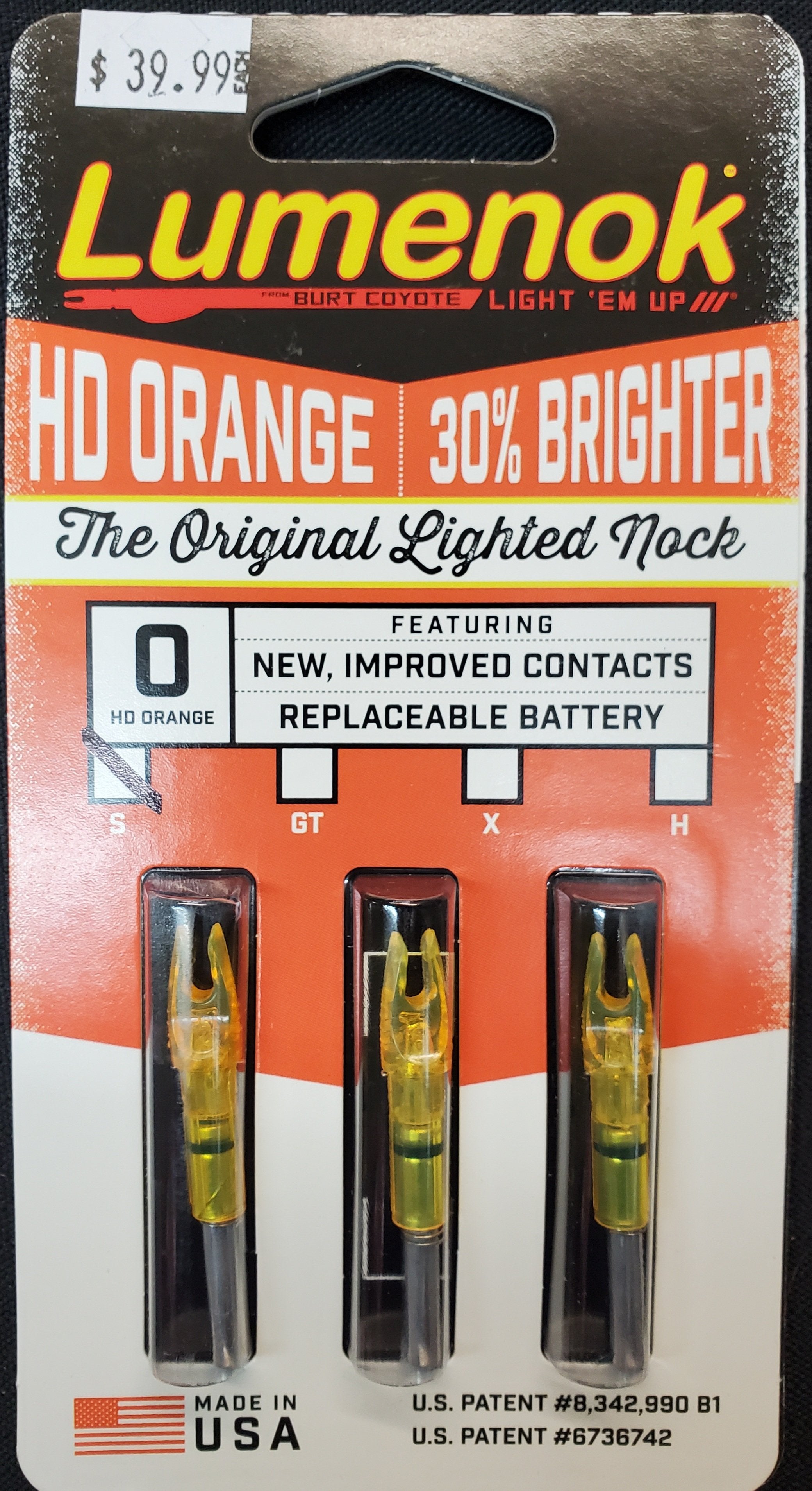 LUMENOK ORIGINAL LIGHTED S NOCK 3 PK
