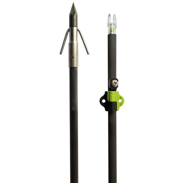 Muzzy Bowfishing Arrow Lighted Carbon Composite Arrow with Carp Point Green X Nock (Bottle slide installed) 1320-CBS