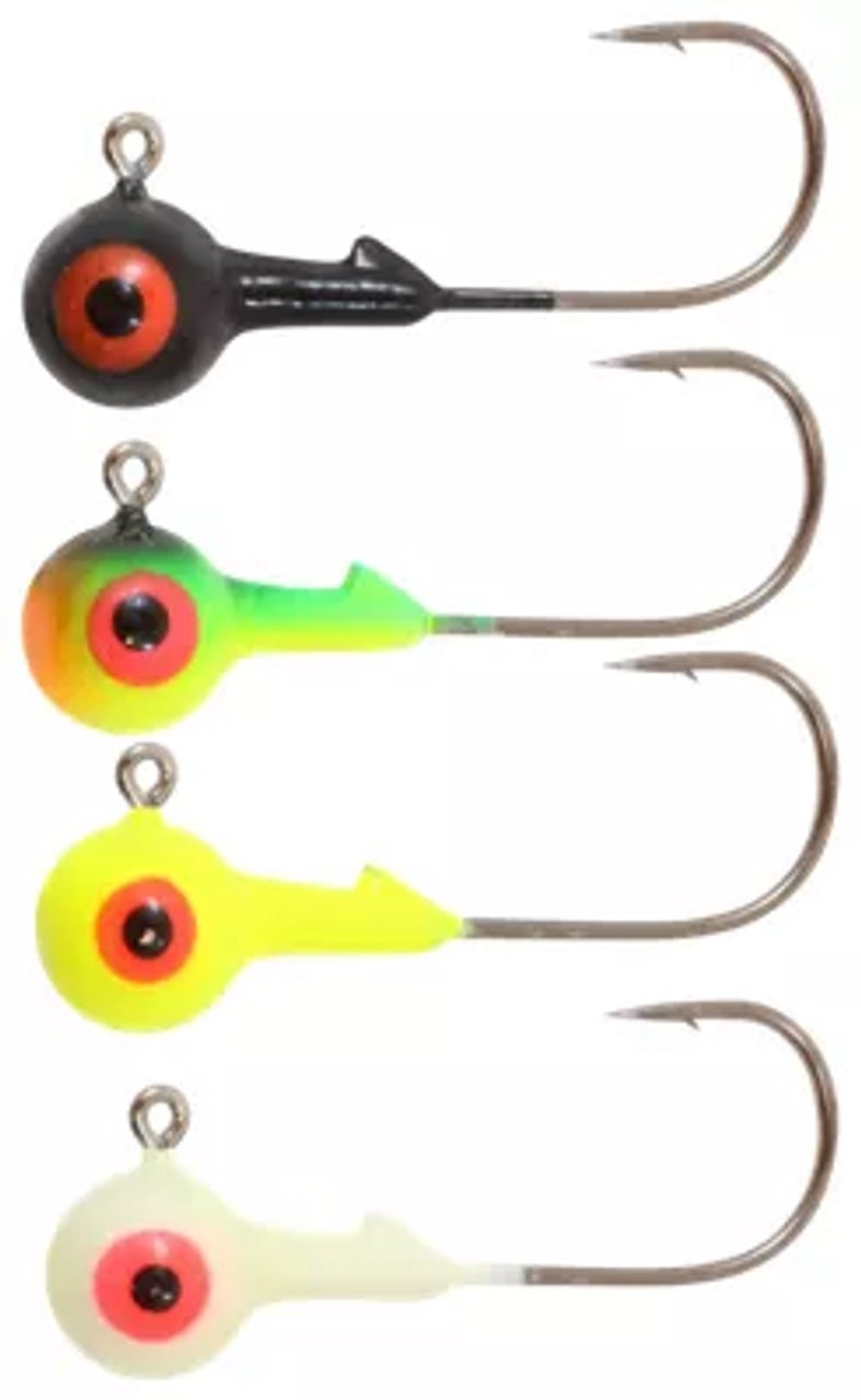 Northland Neon Rz Jig Head, #2/0 Hook, 1/4 Oz, Assorted Colors, 4 Pc