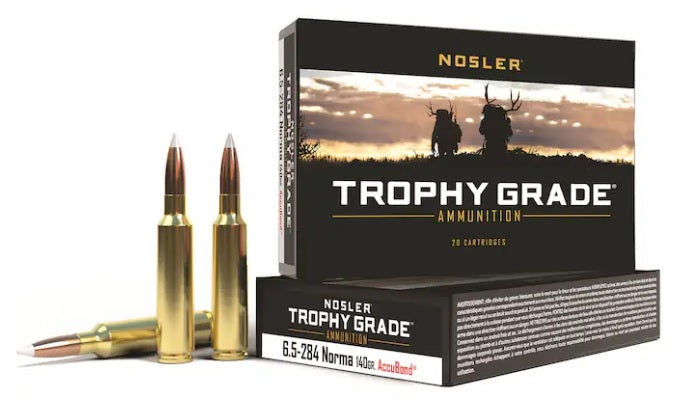 Nosler Trophy Grade Ammunition 6.5mm-284 Norma 140 Grain AccuBond Spitzer Box of 20
