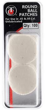 TC UNLUBED ROUND BALL PATCHES .45 AND .50 CAL 100 PK