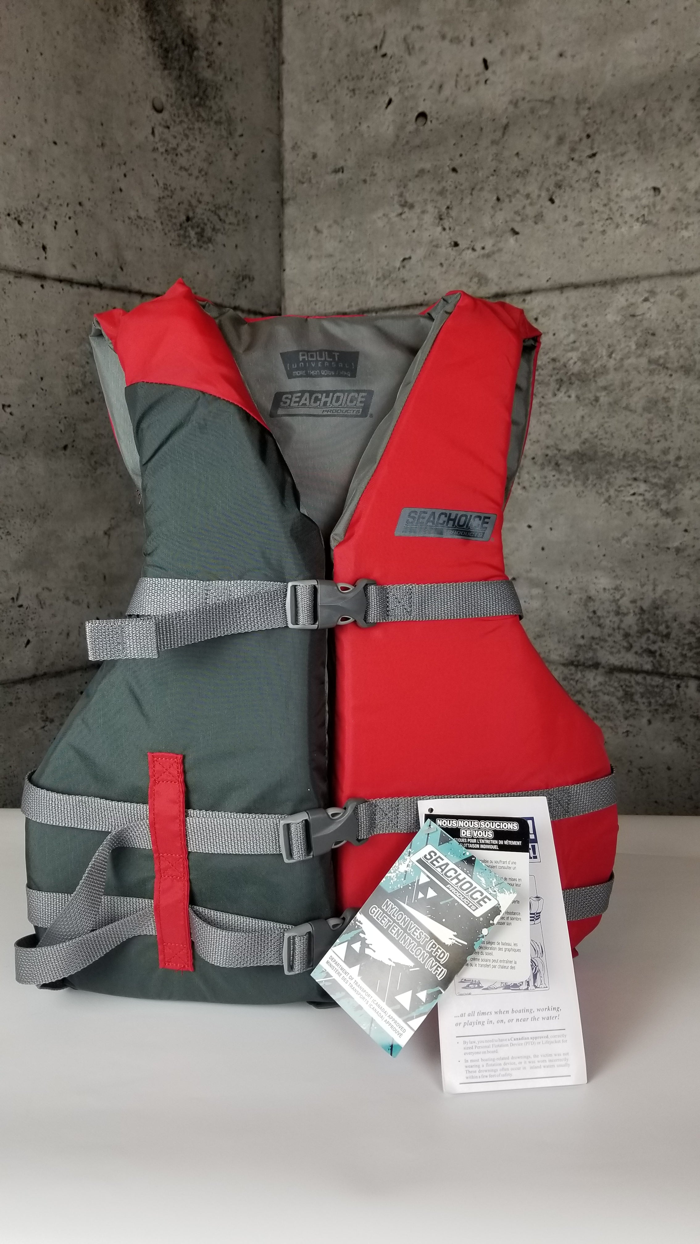 SEACHOICE - LIFE JACKET - NYLON VEST (PFD) - RED/BLK