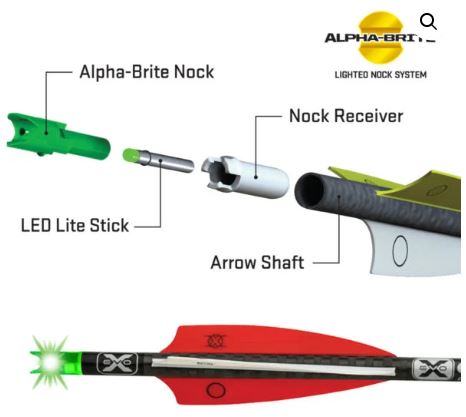 TENPOINT LIGHTED ALPHA-BRITE NOCK 20" CROSSBOW ARROWS