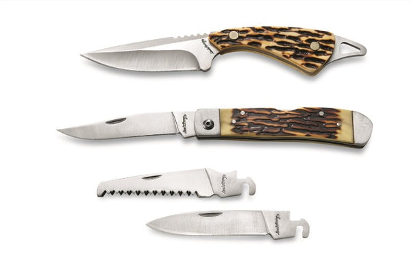 Uncle Henry Drop Point Fixed Blade Knife and Switch-It Interchangeable Folding Knife