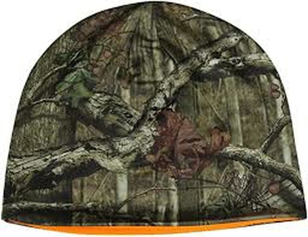 HQ Outfitters Reversible Hat/Beanie, Blaze Orange & Mossy Oak Breakup Country