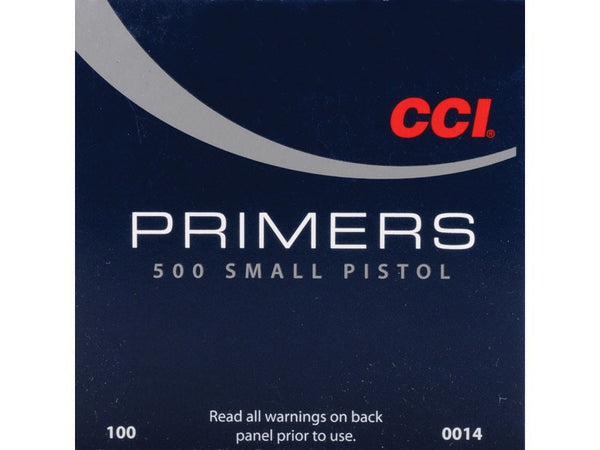 CCI NO. 500 SMALL PISTOL PRIMERS QTY 100-High Falls Outfitters