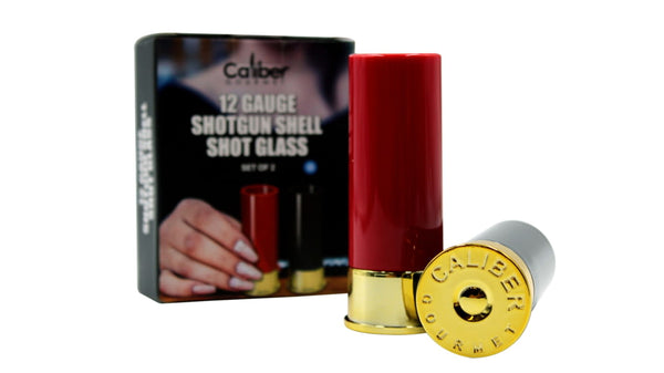 Caliber Gourmet Shotgun Shell Shot Glasses, 1 black and 1 red