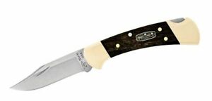 Buck 50th Anniversary 112 Ranger Folding Knife 3" 420HC Plain Blade, Ebony Wood Handles with Brass Bolsters, Leather Sheath